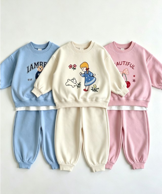 Baby Clothing Patterns Free - Vielseitiges Cartoon-Muster Trainingsanzug-Set für Babys Kinder